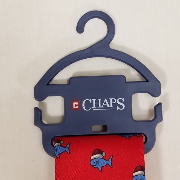 Chaps Kids Holiday/Christmas Red Tie With Conway Baby Shark With Santa's Hat New - Picture 2 of 6